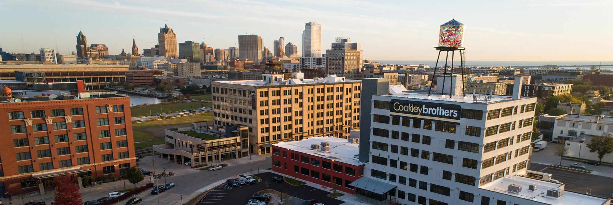 Commercial flat roof skyline in Milwaukee, WI